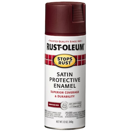 Rust-Oleum Spray Paint, Heritage Red, Satin, Oil, 12 oz 7760830